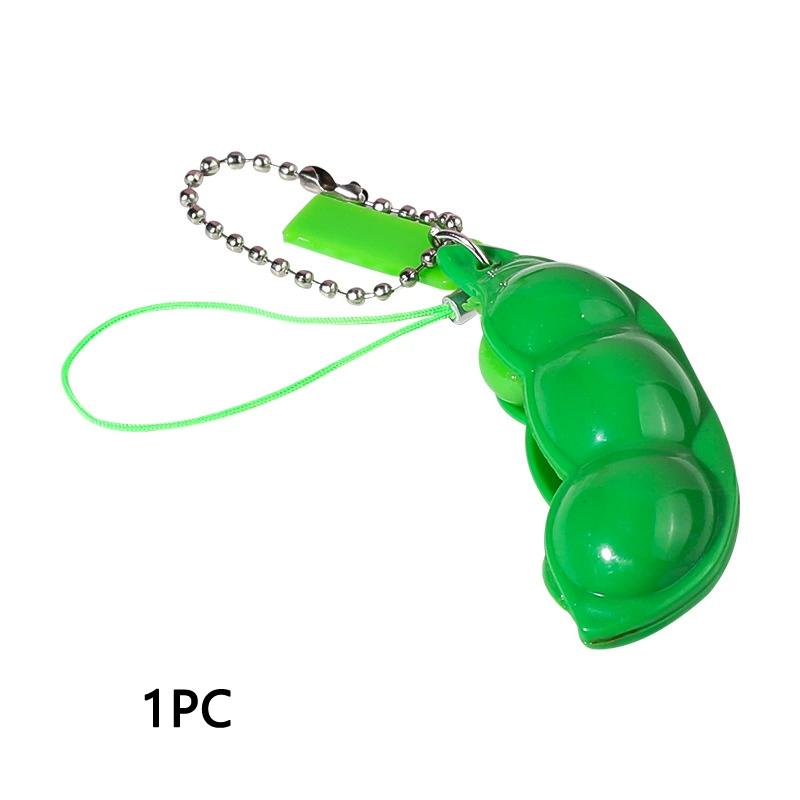 

Toys 1/3Pcs Cute Squeeze Green Bean Keychain Keyring Fidget Creative DIY Assembly Stress Relief Pendant For Bag Key Decoration Birthday Gift Present