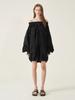 CAHIERS Mini Dot Chiffon Off-Shoulder Balloon Jumpsuit
