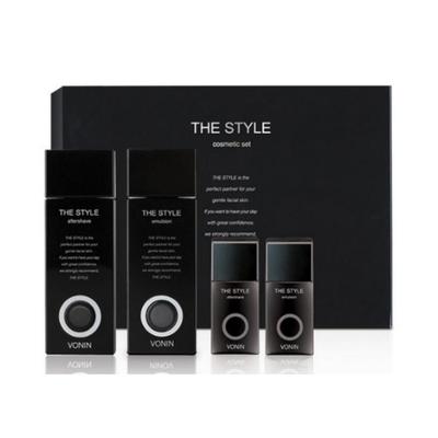 Bonin Štýlový pánsky základný 2-dielny set Po holení: 135 ml + 35 ml (dve veľkosti) Emulzia (hydratačný krém/pleťové mlieka): 135 ml + 35 ml (dve veľkosti)