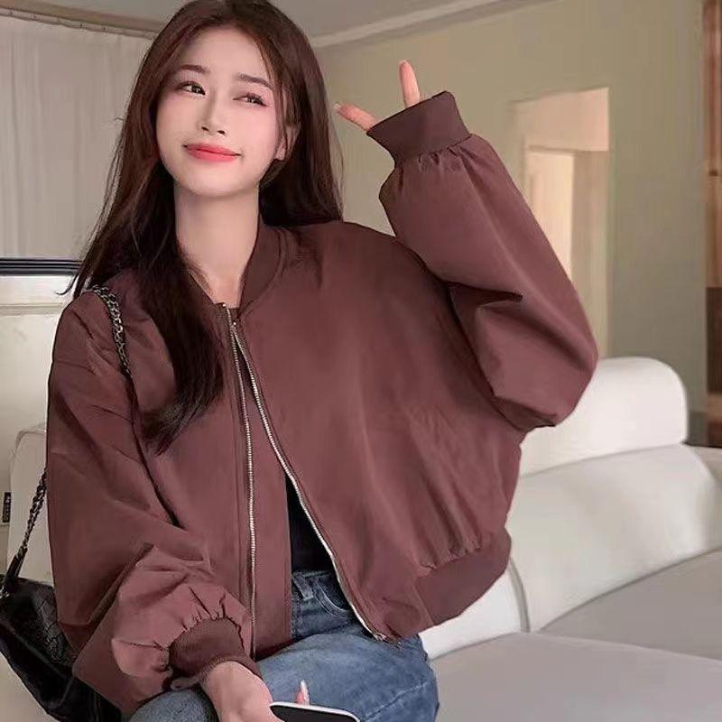 Women's Retro Short Jacket Early Spring Loose Slimming Casual Versatile Baseball Jacket