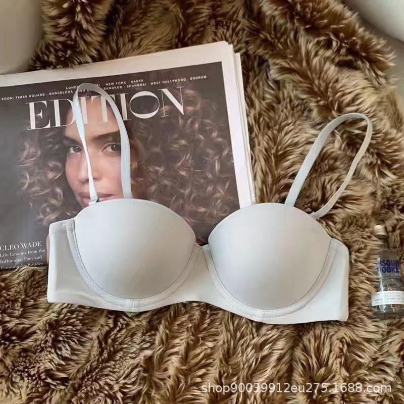 Half Cup Glossy Underwear Female Sexy Versatile Upper Support Anti-sagging Adjustment Type Small Chest Gathering Seamless Bra Cover Summer