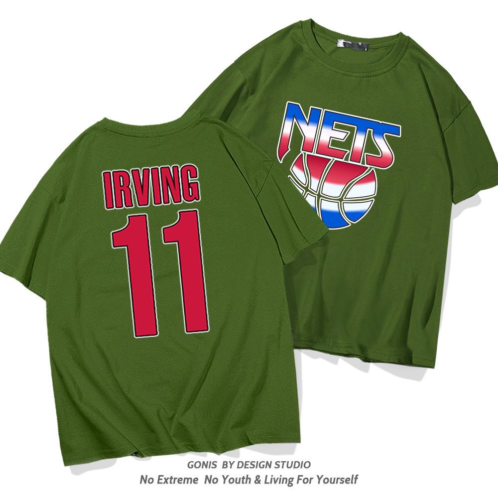 Nets Irving No. 11 Short Sleeve T-Shirt Men's Basketball Loose Cotton Half Sleeve Youth Student Clothes
