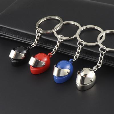 New 3d Creative Simulation Motorcycle Helmet Keychains Mini Stereo Cap Model Backpack Key Pendant For Men Ornament Gifts