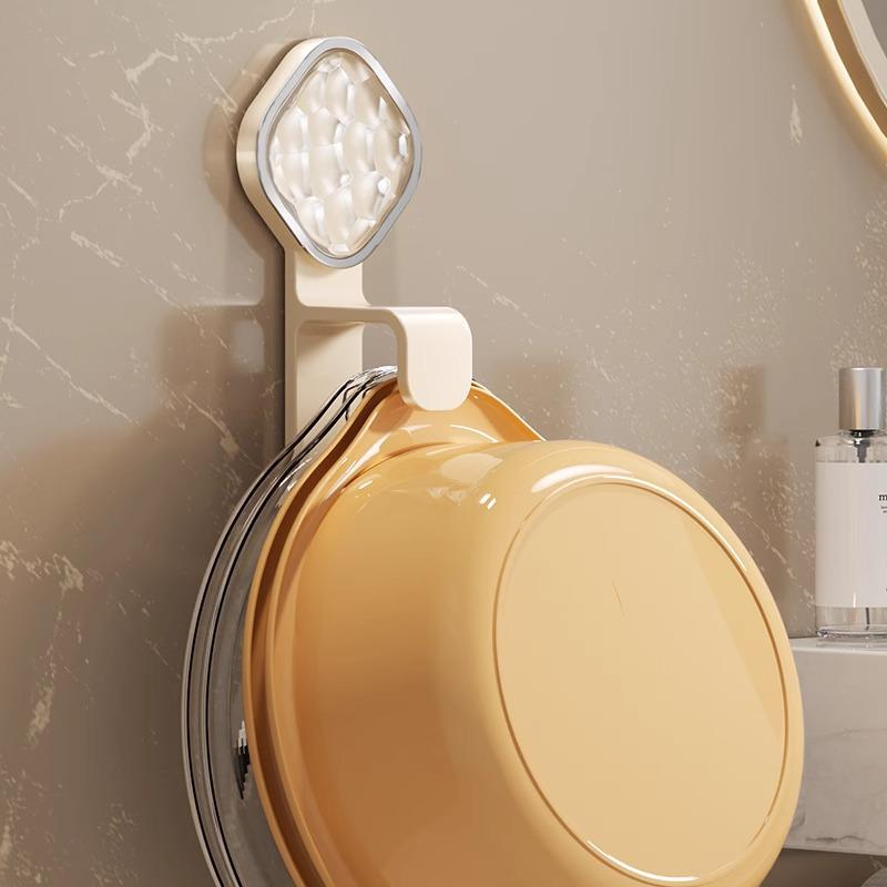 Punch-Free Wall-Mounted Bathroom Basin Storage Rack and Hook