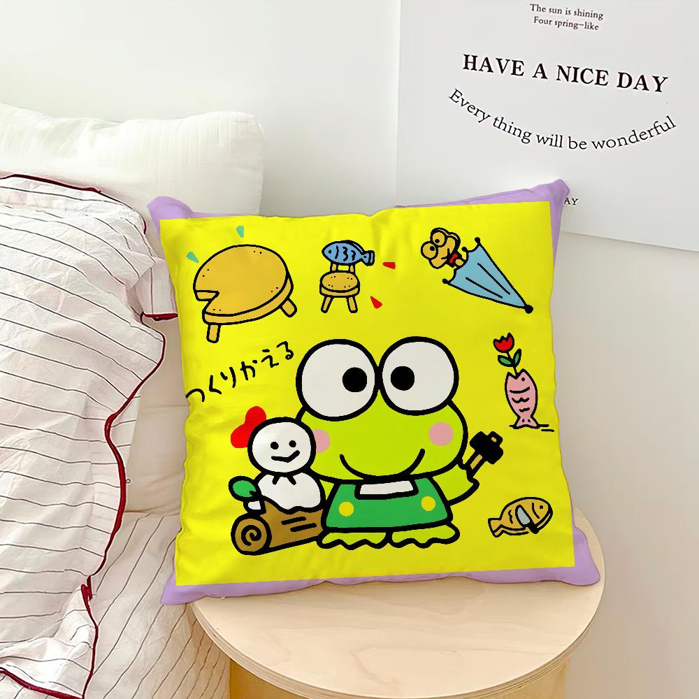 Sanrio Cartoon Big Eyed Frog Pillowcase Decoration Home Doublesided Printed Square Pillow Living Room Decoration Pillowcase Gif
