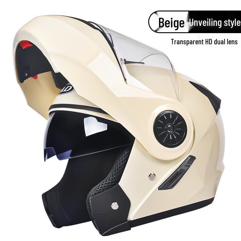 3C Certified Flip-Up Motorcycle Helmet with Dual Mirrors for All Seasons - Unisex Full Face Design for Winter