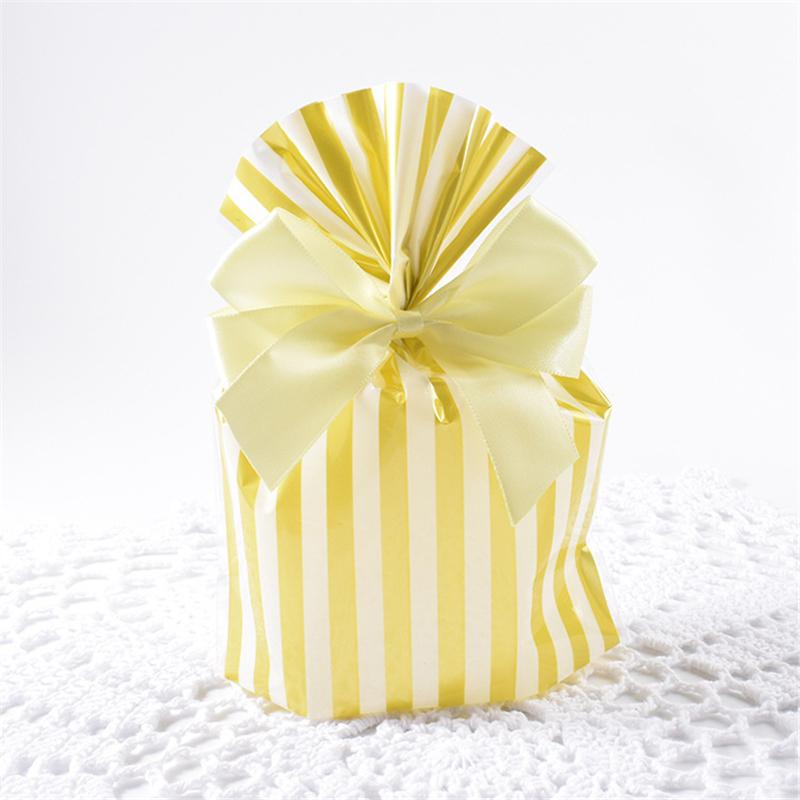 50Pcs 14x20cm Striped Baked Biscuit Bundle Pocket Candy Nougat Packaging Party Decor Gift Bags (No Ribbon)