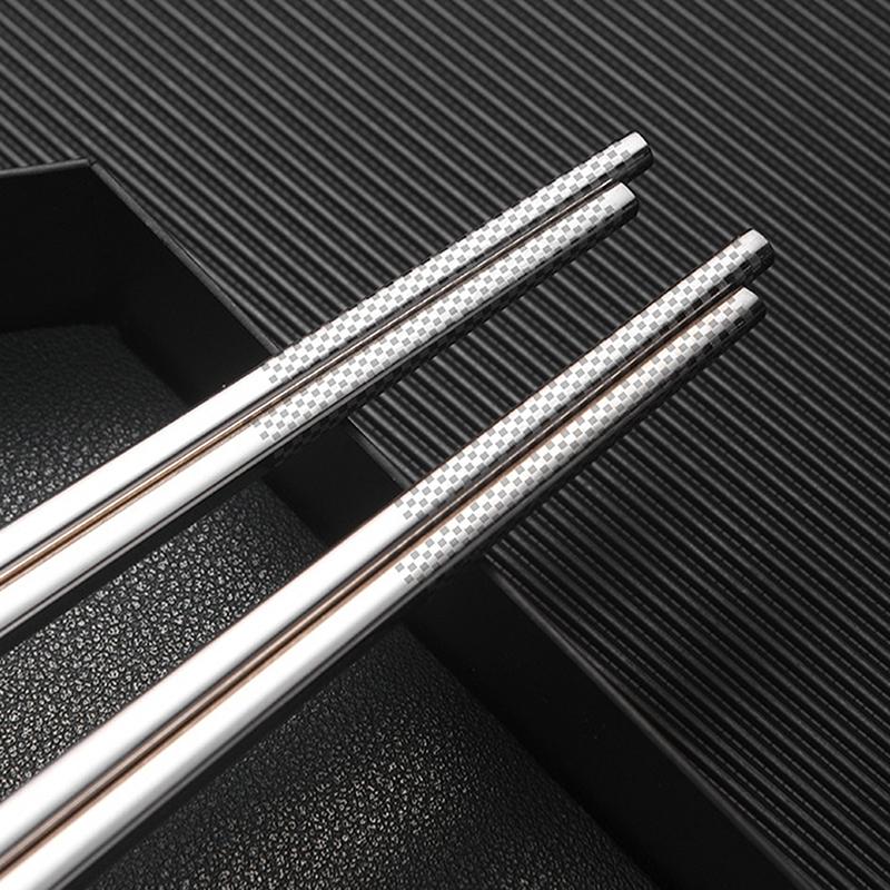 Stal nierdzewna 304 Pałeczki Lunch Zastawa stołowa Podróżne Przenośne Antypoślizgowe Pałeczki z Pudełkiem do Przechowywania Uchwyt Kuchenna Zastawa stołowa