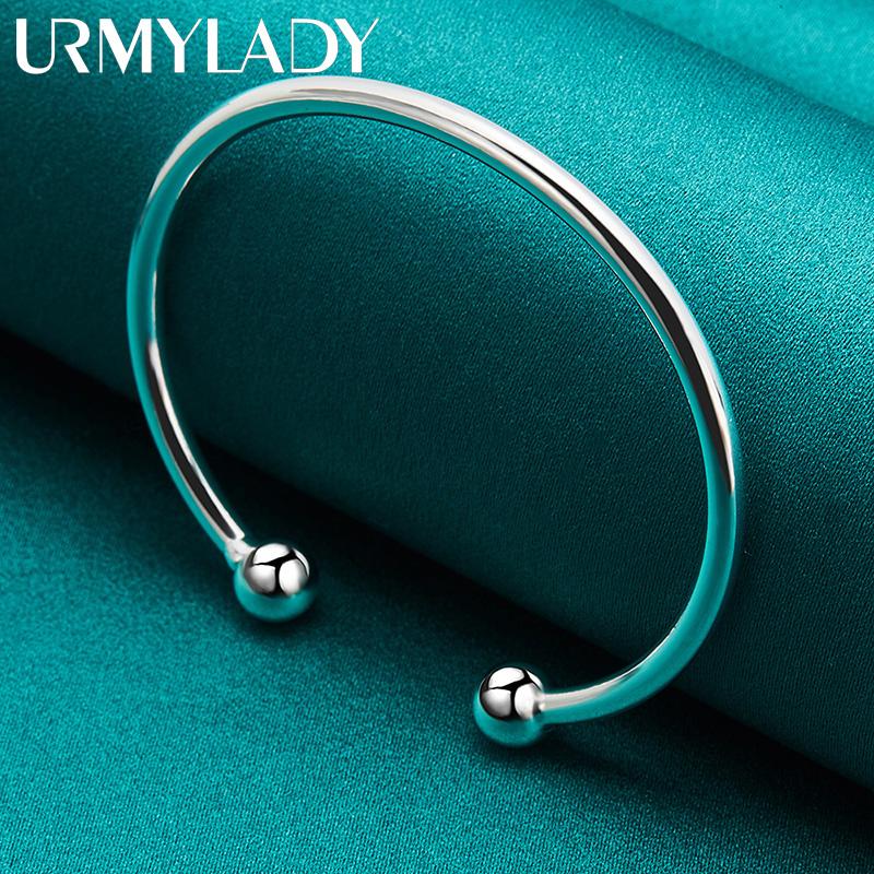 925 Sterling Silver 4mm C-Type Double Head Spiral Bangles Bracelet For Women Wedding Engagement Fashion Charm Jewelry