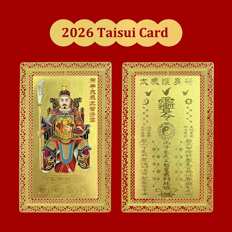 2026 Karta Amuletu Tai Sui Feng Shui Modlitwa Złota Karta Egzorcyzmy Ochrona Budda Prezent Amulet Bezpieczny Przynosi Bogactwo i Skarb