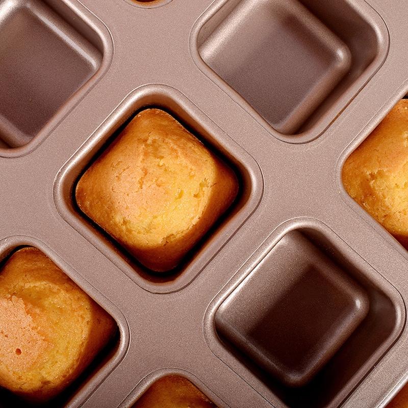 12 Grid Cake Mold Square Mini Bread Burger Muffin Cupcake Mold For Household Non-Stick Baking Pan Oven Trays Pastry Tool