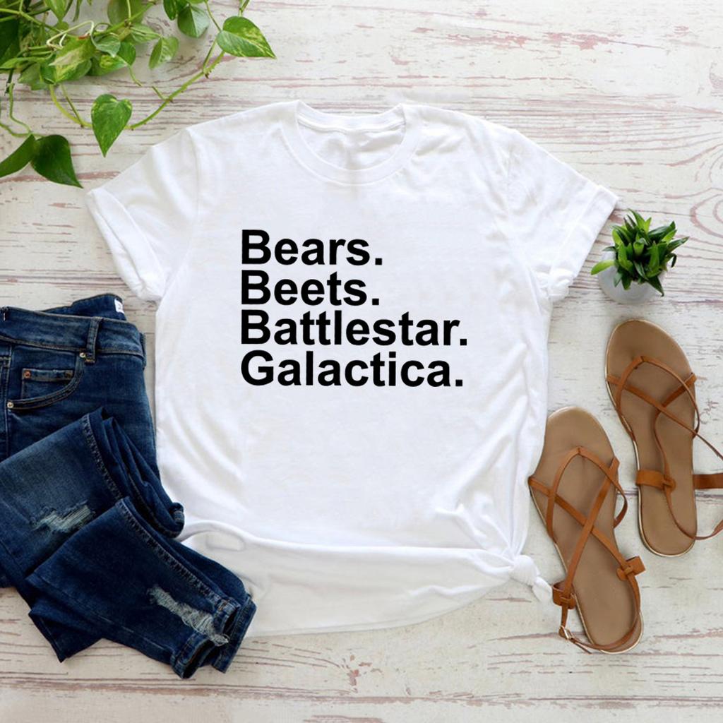 Camiseta Bears Beets Battlestar Galactica Camiseta Dwight Schrute Camiseta Programa de TV The Office Camisetas Divertidas para Mujer Camiseta de Manga Corta
