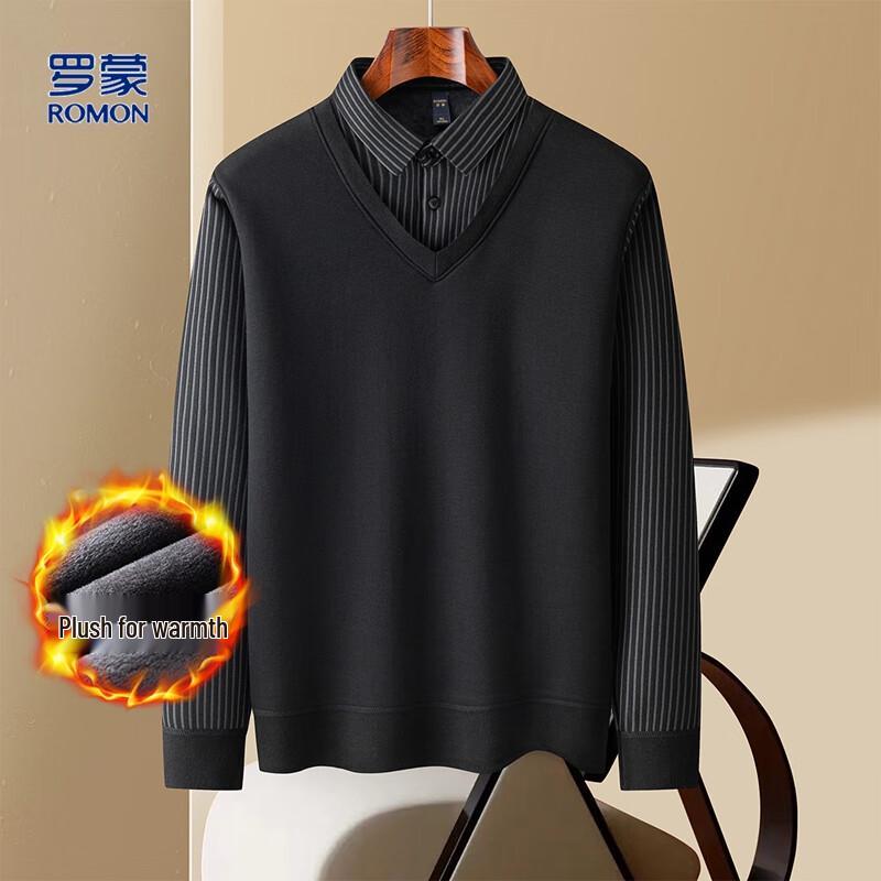 ROMON Men's Faux Two-Piece Knit Sweater