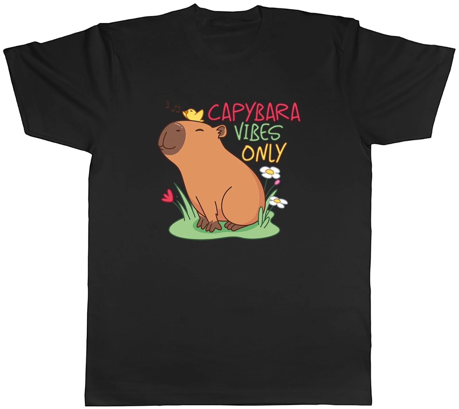 Capybara Vibes Only Mens T-Shirt Tee Gift Top S