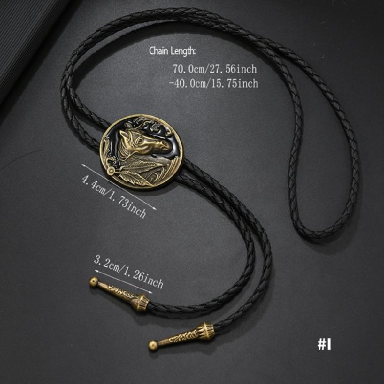 Corbata de bolo clásica para hombre Rodeos con cordón de cuero ajustable y colgante de insignia de metal esmaltado Collar de corbata occidental