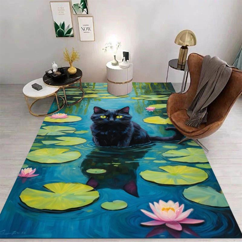 Cute Kawaii Cat Kitten Carpet Cartoon Living Room Bedroom Kitchen Sofa Entrance Rug Non-slip Washable Home Beautiful Decor Mat