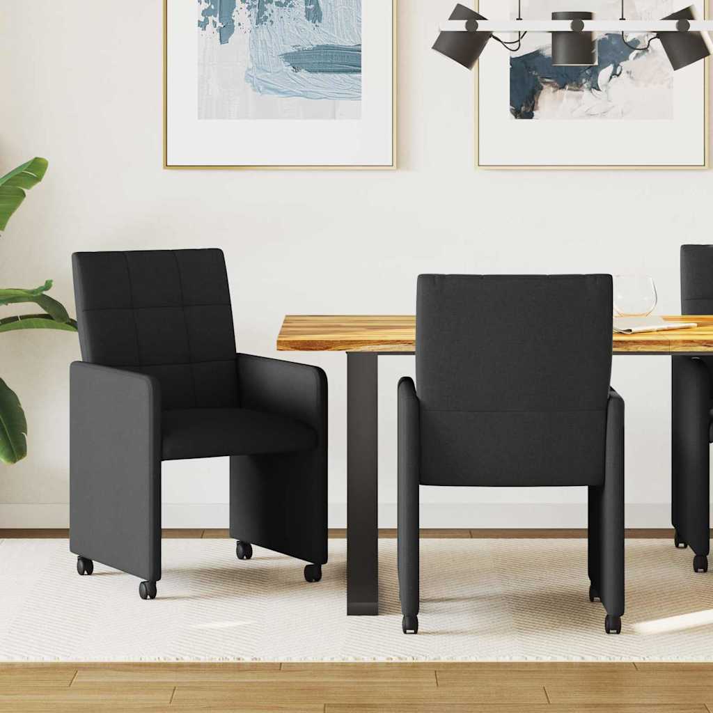 Dining Chairs with Casters 2 pcs Black 58 x 65 x 94 cm Fabric