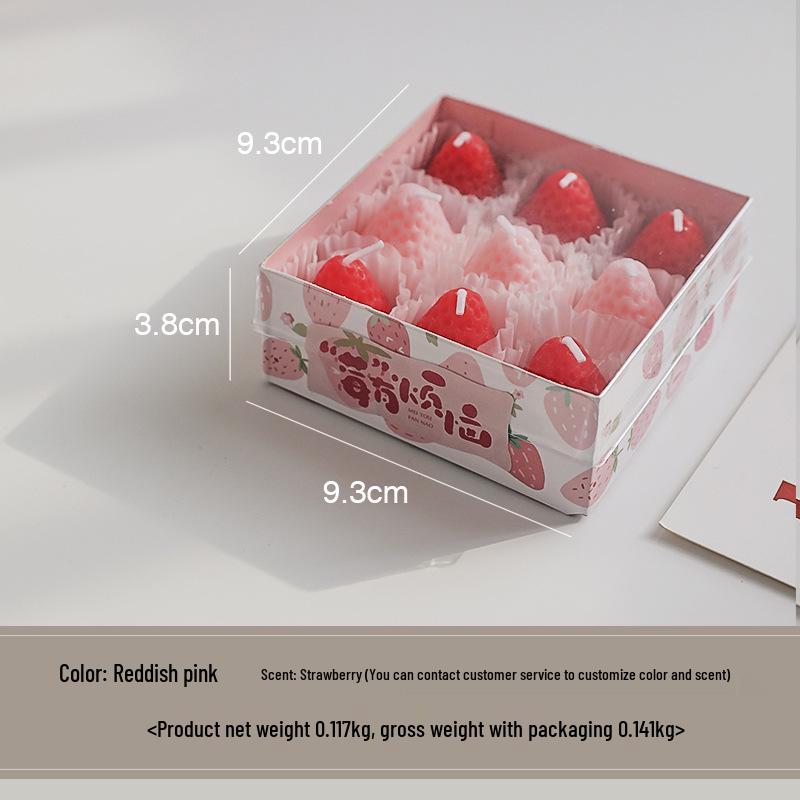 Handmade Cute Strawberry Scented Soy Wax Candle – Creative Birthday Party Favor Gift