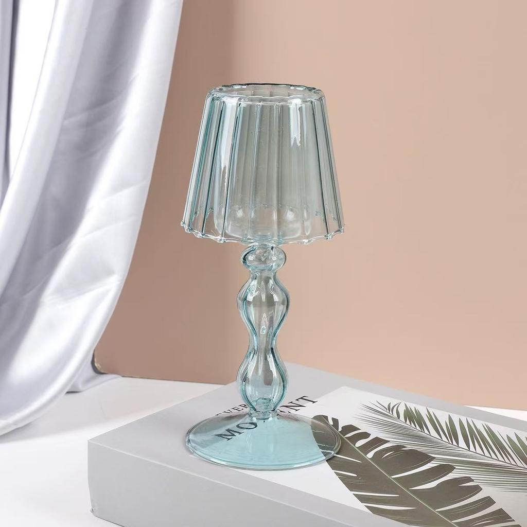 Factory Direct M Desk Lamp Shaped Glass Candle Holder Glass Candleholder Decorative Candle Stand For Table Wedding Party Centerp