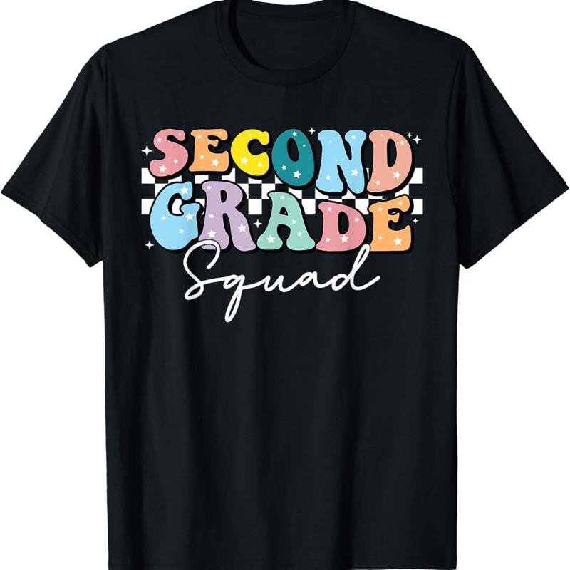 

Second Grade Squad 2nd Team Retro 1st Day Of School T Shirt - Men s Summer Cotton Graphic Tee S разноцветный