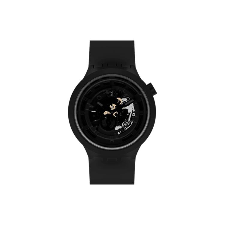 SWATCH Unisex 47mm Skeleton Watch SB03B100 SB03B100 Black Strap