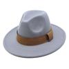 Fashion Blogger With Brown Wool Jazz Hat Vintage Big Brim Felt Top Hat
