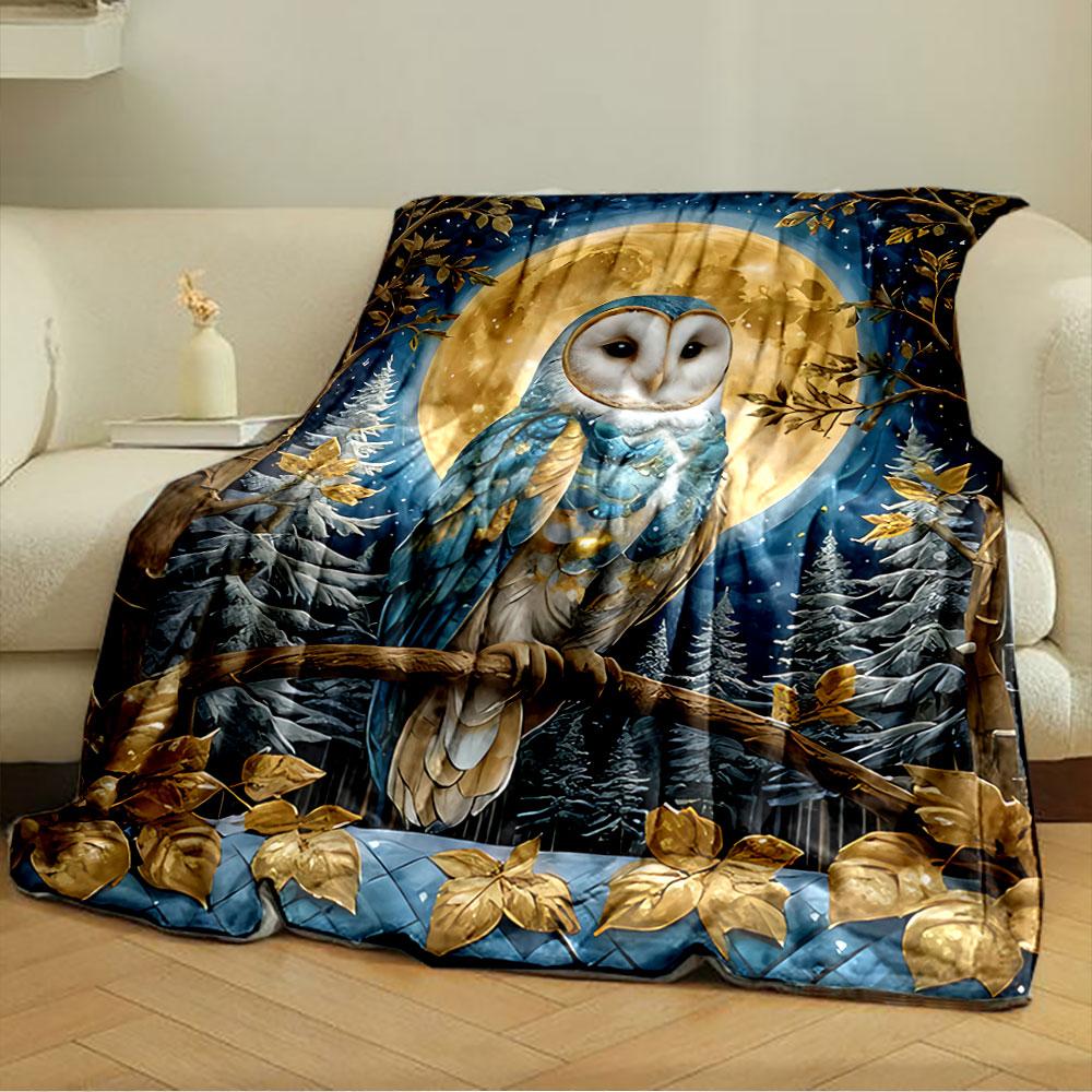 Owl Under Night Moon Sky for all seasons blanket lunch break throw gift