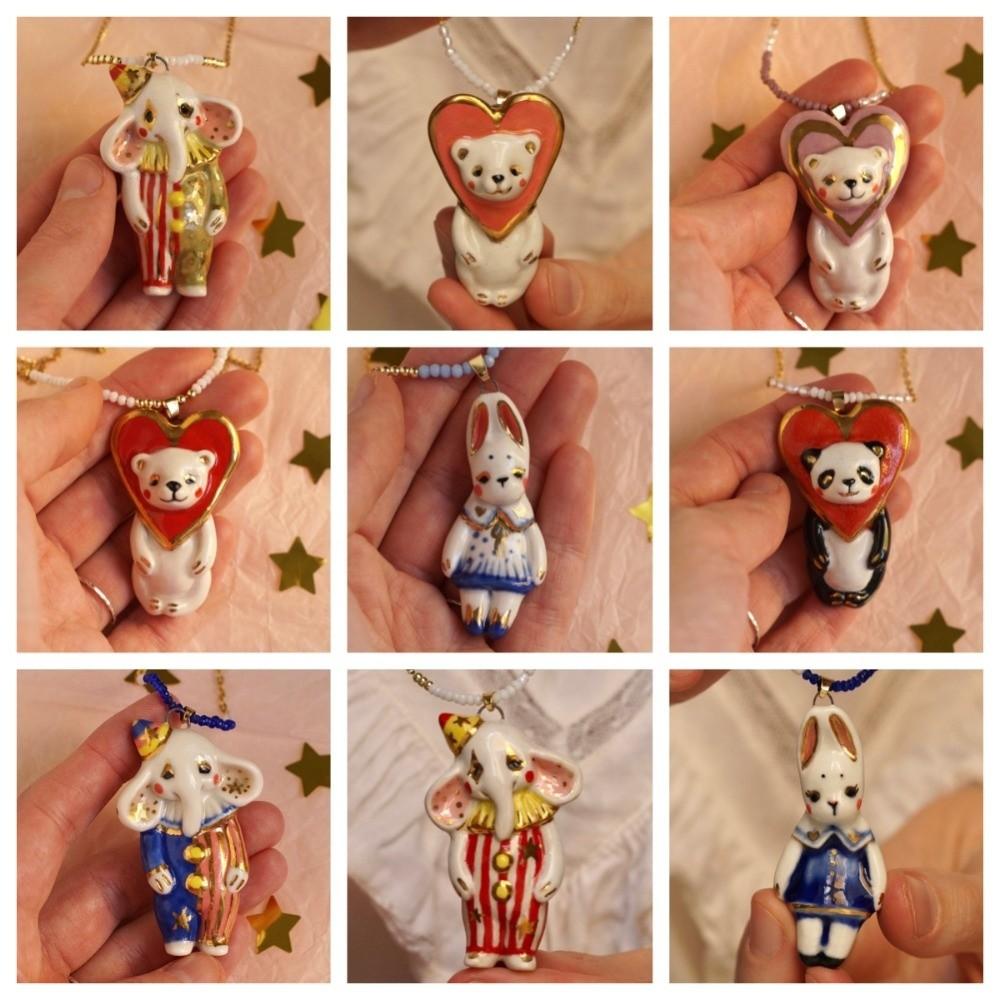 Cartoon Zirkustier Pullover Kette Perlen Schlüsselbein Halskette Kindlichkeit Halskette Lässiges Outfit