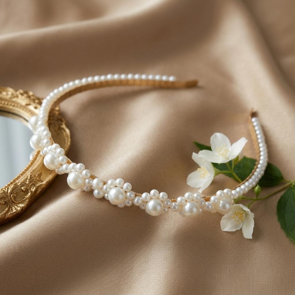 Women Retro Pearl Hairband Lightweight Alloy Headband With Elegant Design For Daily And Formal Occasions