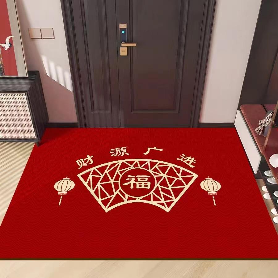 Dragon Festive New Year Crystal Velvet Floor Mat New Chinese Door Entry Carpet Non-slip Absorbent Quick-drying Mat