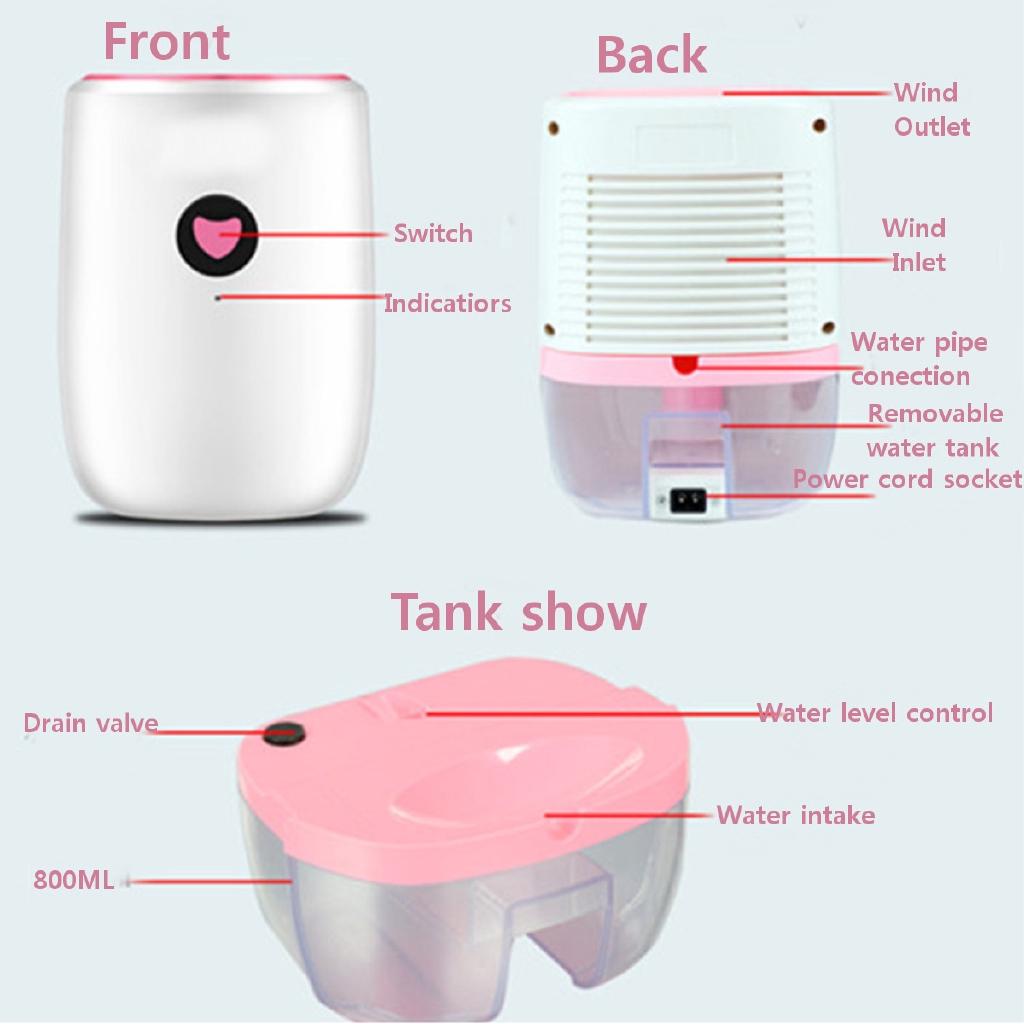 800ML Electric Air Dehumidifier Mini Portable Air Dehumidifier for Home LED Display Electric Room Dehumidifier Purifier Machine