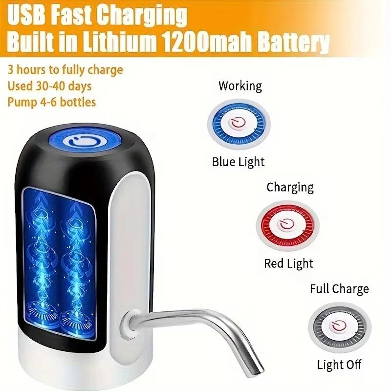 Electric Water Dispenser Pump Automatic Water Bottle Pump USB Rechargeable Water Pump One-touch Automatic Switch Water Dispenser