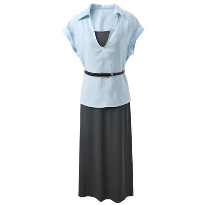 Sancai Plus Size Lyocell Two-Piece A-Line Suspender Dress Set