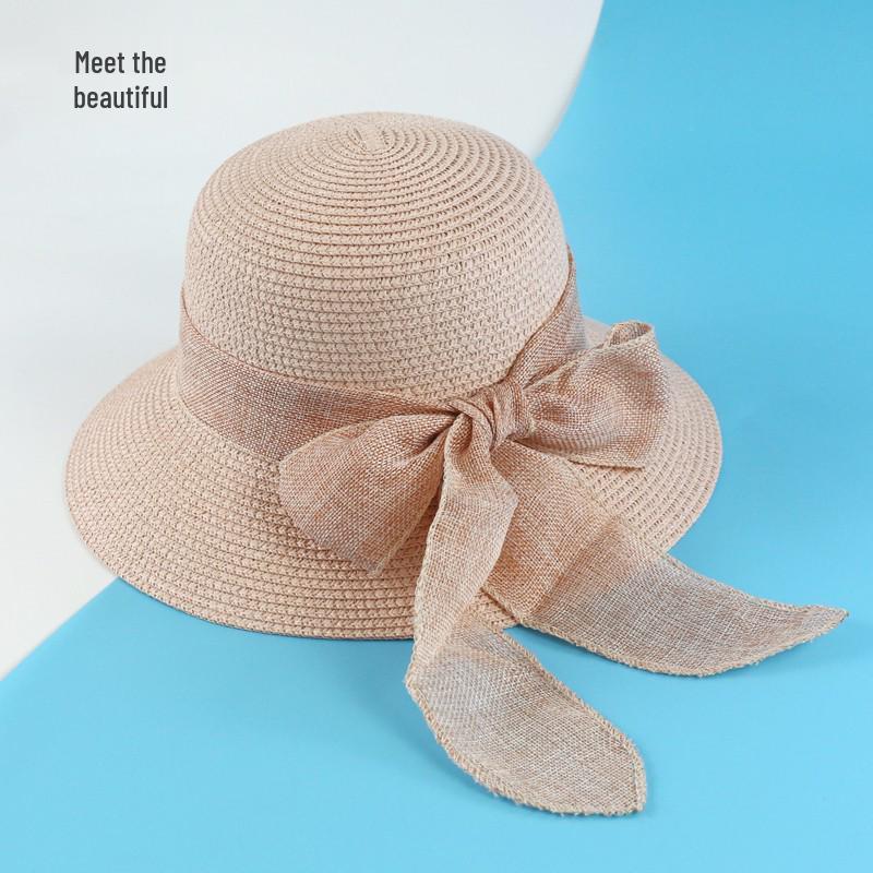 

Элегантная широкополая шляпа-ведро рыбака с лентой - Складная дорожная шляпа от солнца для девочек Adjustable