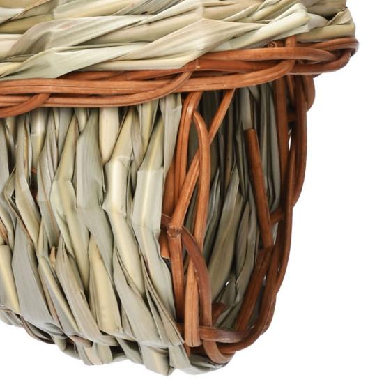 Handwoven Hanging Bird House Natural Reed Bird Hut Hanging Bird Nest House for Parrots Cockatiels Garden Yard Patio Terrace Indoor Decor