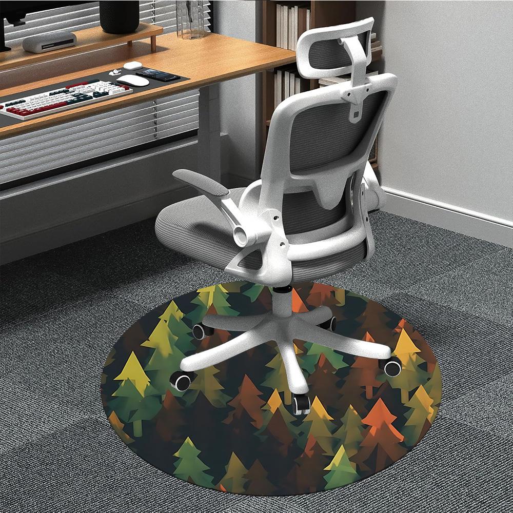 1pc Forest Trees Office Round Area Rug, Indoor Mat Suitable For Office, Under Office Chairs Bedroom Living Room Home Decor, Room Deco