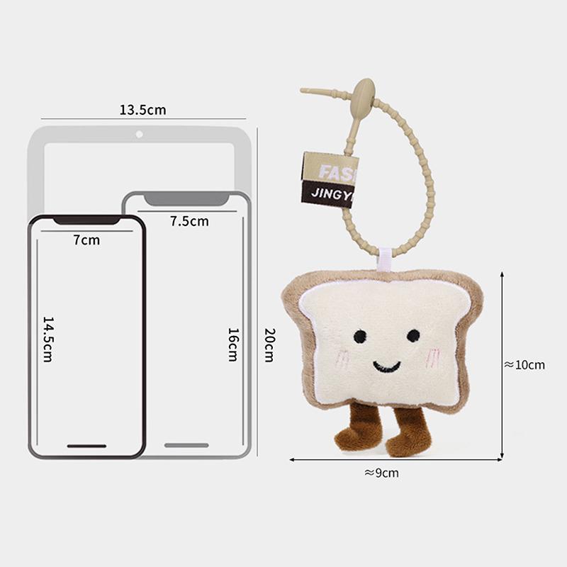 1 Stück Keks Plüschpuppen Anhänger Niedlicher Cartoon Brot Toast Personalisierter Schlüsselanhänger Schüler Taschen Dekoration Kleines Geschenk