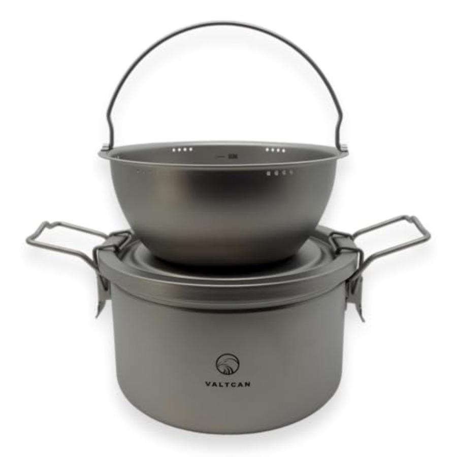 2000ml Titanium Rice Cooker Pot with Locking Lid 67 fl oz Grade 1 No Coating PFAS-Free Inner Pot with Measurement Marks Ultrali