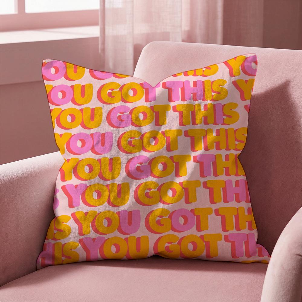 Simple English Letters Cushion Cover Multi-Scene Pillow Cover for Home & Car - Reversible, Soft & Durable for Daily Use
