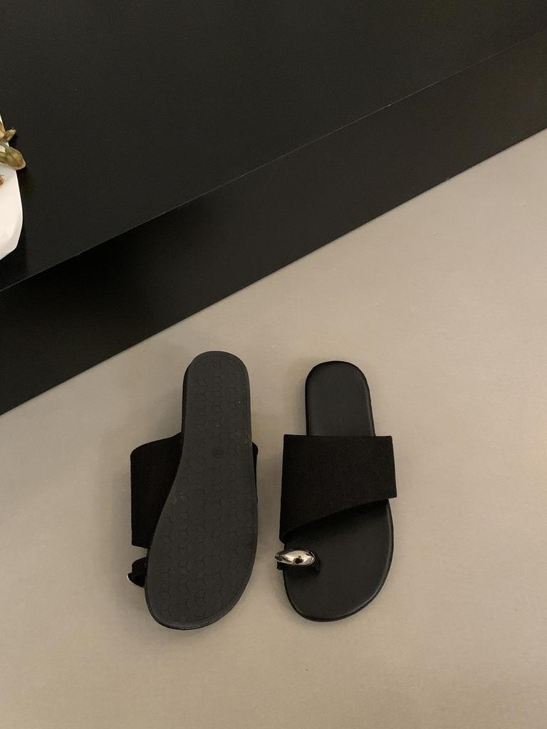 Holiday beach casual toe cool slippers women's summer wear 2025 new linen toe retro soft bottom one-word