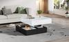 70*70*40cm Coffee Table with 360 degrees Rotating Tabletop, Double-Layer Living Room Table with 3 Drawers, Liftable Sofa Table, White+Black