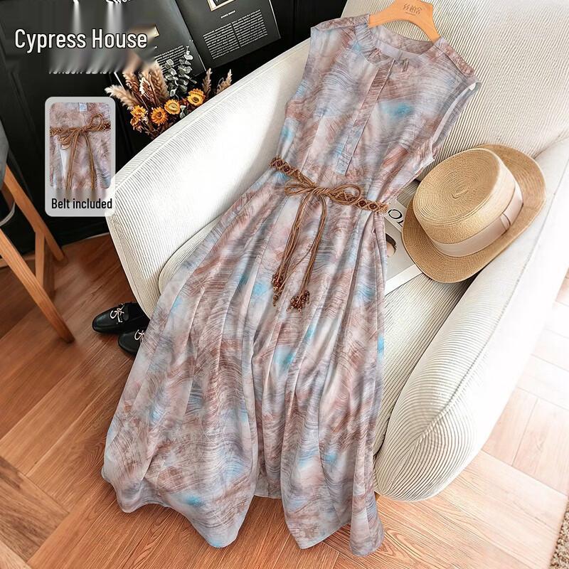 Sibaishe Printed Sleeveless A-line Midi Dress S