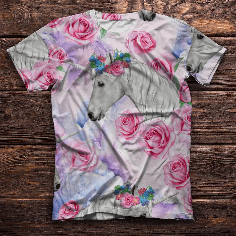 New European and American 3D Digital Printed Women's Loose Short Sleeved Casual Top T-shirt
