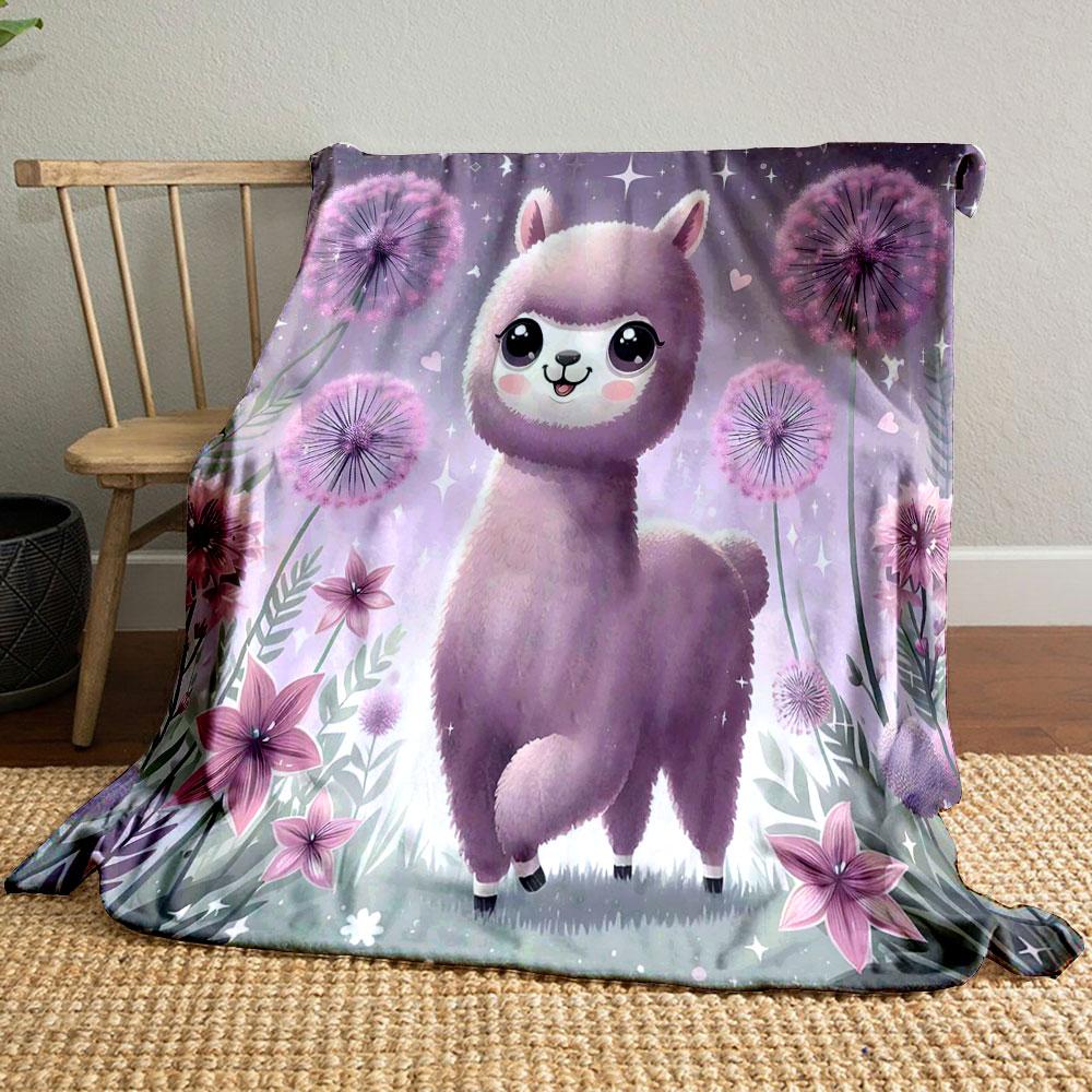 Cute Llama In a Floral Fantasy Print Blanket Soft and Cozy Perfect for the Living Room Bed Sofa or a Nap,gift
