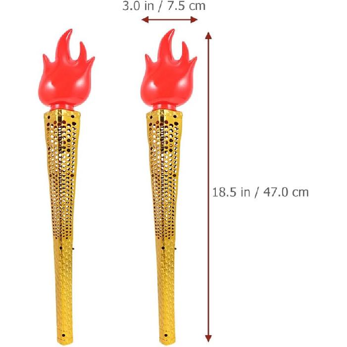 Glowing Torch Prop - 2PCS Plastic Fake Torch Luminous Torches for Games Sports Competition Cosplay Themed Party Kid Tool