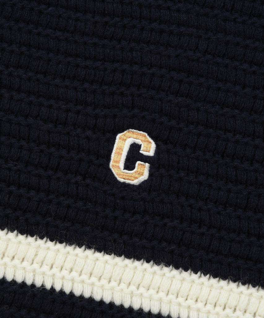 COVERNAT Two-Tone Striped Crew Neck Knit Navy