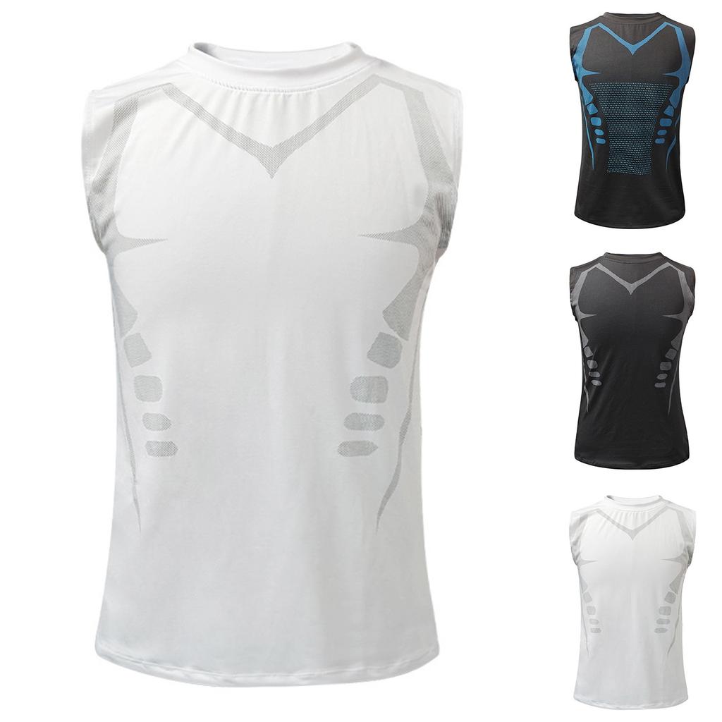 Men's Summer Sports Tight Vest Men's Fitness Quick-drying Breathable Basketball Training With Elastic Vest T-shirt