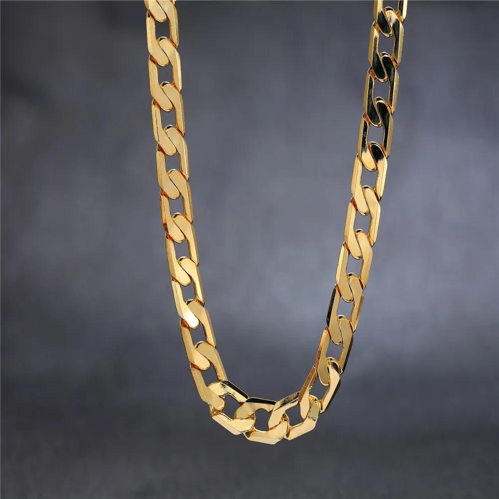 

40-75cm 925 Sterling Silver 18K Gold 8MM Necklaces Classic Sideways Chain for Men Woman Fine Jewelrys Wedding Party 75cm золотий