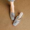 Fashion New Summer Slippers Microfiber Slippers for Women Fashion Hollow Out Mules Square Toe High Heels Cover Toe Slippers Sandals