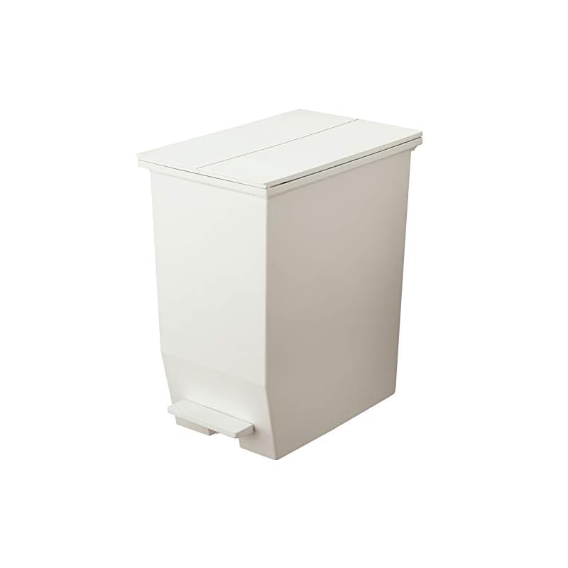 RISU Solow Trash Can with Lid, 45L, White, Pedal-Opening, Suitable for Under-Shelf Use, Double-Opening, Antibacterial Treatment, Stylish, Made In